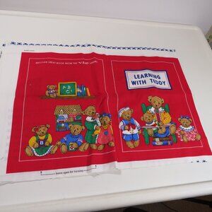 SEWING PROJECT “Learning with Teddy”  Storybook Fabric Panel 1990s #2